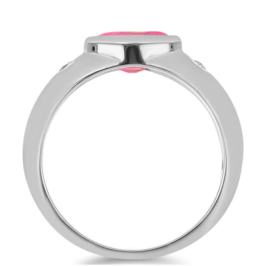 Inel din Argint 925 ( 2.95 grame ) cu Opal Lega Dembi Roz și Topaz Alb 0.8 Carate