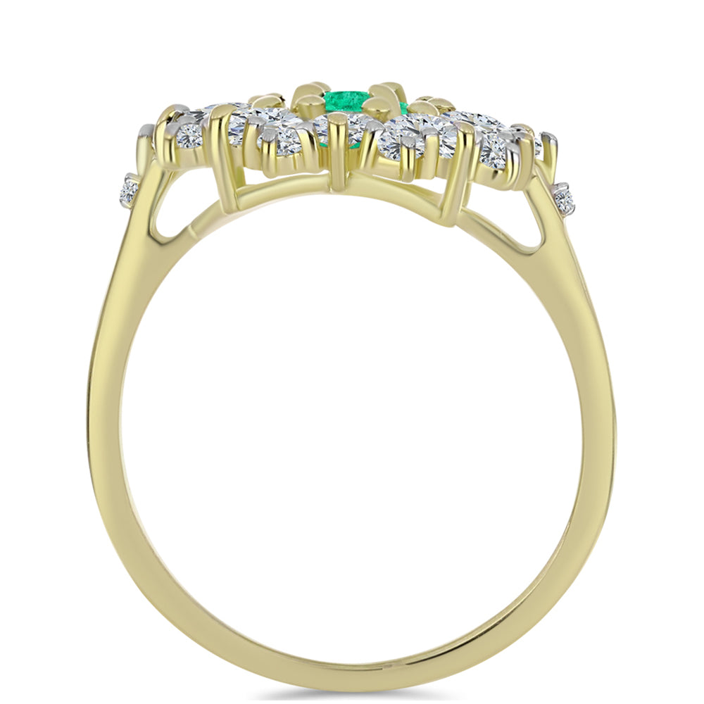Inel din Argint 925 Placat cu Aur ( 3.57 grame ) cu Smarald Columbian și Diamant Alb 2.97 Carate 2 