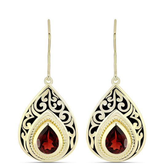 Cercei din Argint 925 Placat cu Aur ( 7.21 grame ) cu Granat Barton 2.47 Carate