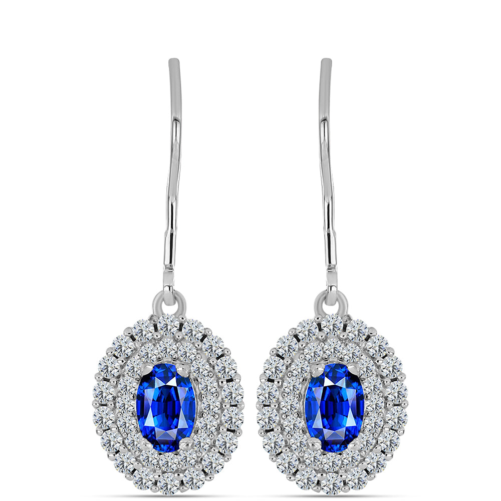 Cercei din Argint 925 ( 2.64 grame ) cu Safir Albastru Australian și Topaz Alb 2.3 Carate 1 