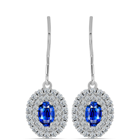 Cercei din Argint 925 ( 2.64 grame ) cu Safir Albastru Australian și Topaz Alb 2.3 Carate