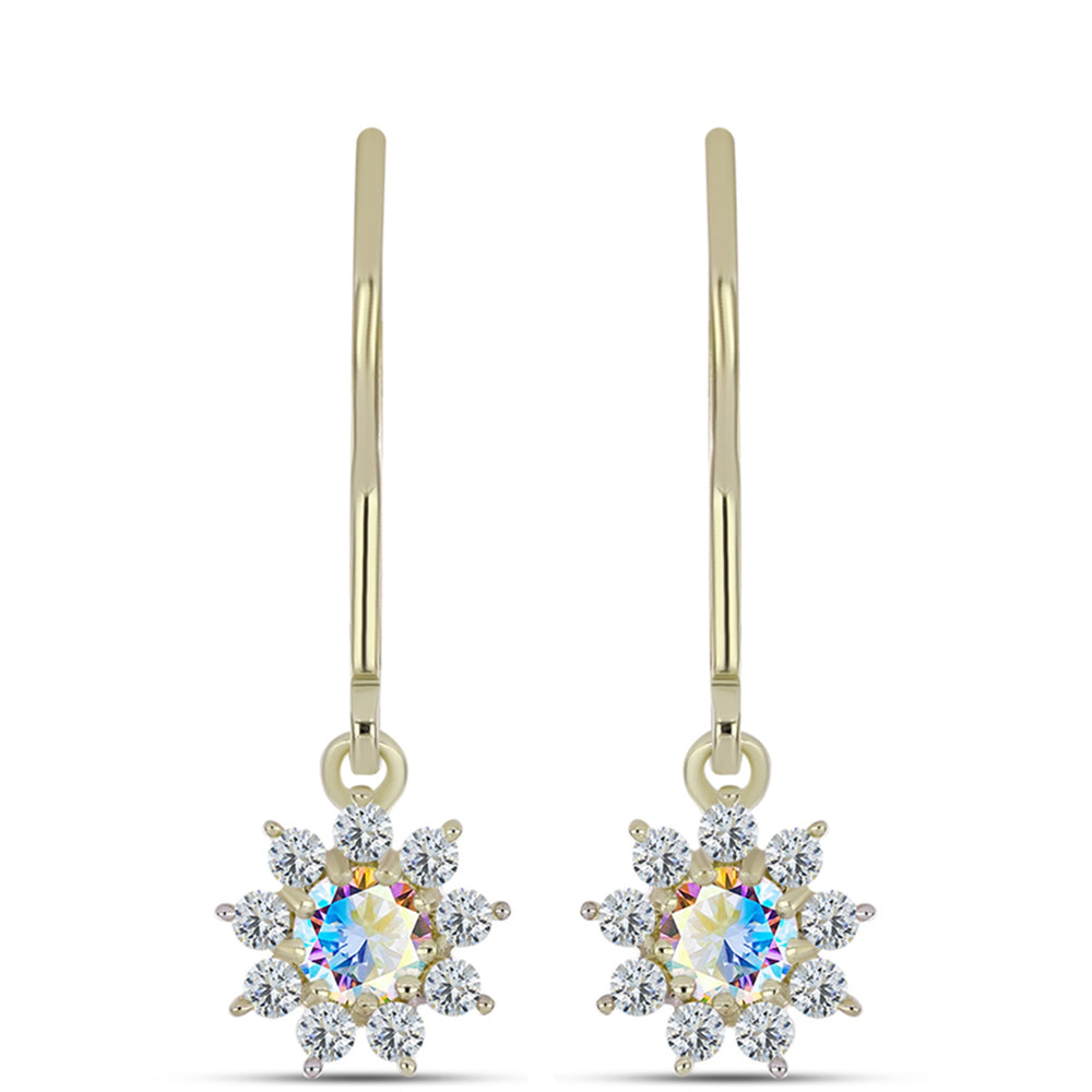 Cercei din Argint 925 Placat cu Aur ( 1.45 grame ) cu Moissanit de Gheață și Topaz Alb 0.65 Carate 1 