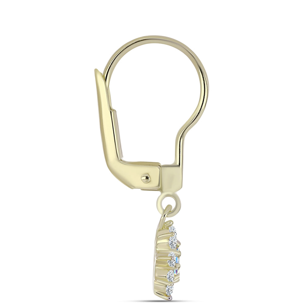 Cercei din Argint 925 Placat cu Aur ( 1.45 grame ) cu Moissanit de Gheață și Topaz Alb 0.65 Carate 2 