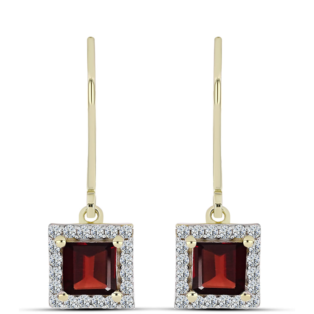 Cercei din Argint 925 Placat cu Aur ( 2.28 grame ) cu Granat Barton și Topaz Alb 1.68 Carate 1 