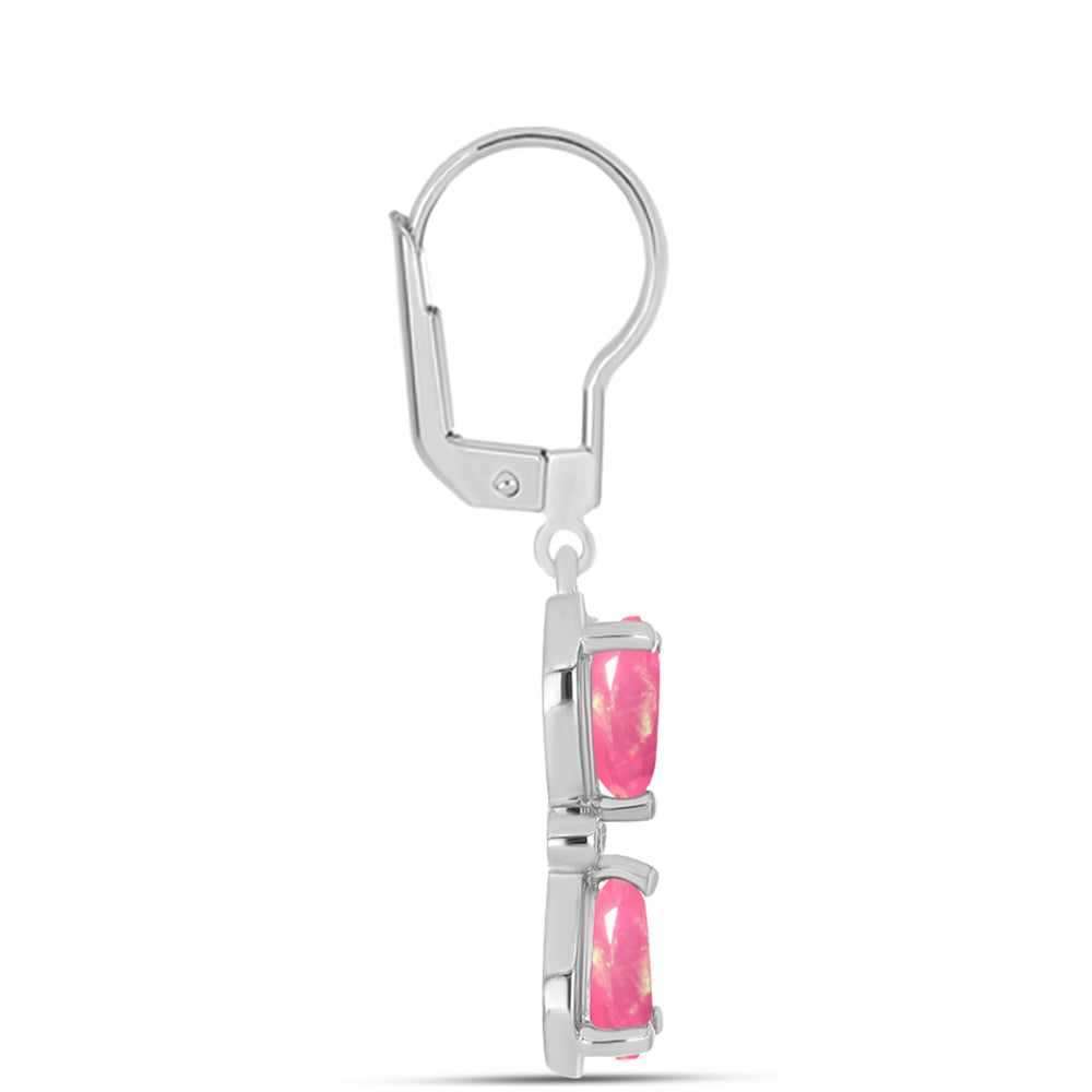 Cercei din Argint 925 ( 3.08 grame ) cu Opal Lega Dembi Roz și Topaz Alb 1.85 Carate 2 