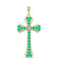 Cruce Pandantiv din Argint 925 Placat cu Aur ( 2.84 grame ) cu Smarald Columbian și Diamant Alb 0.84 Carate