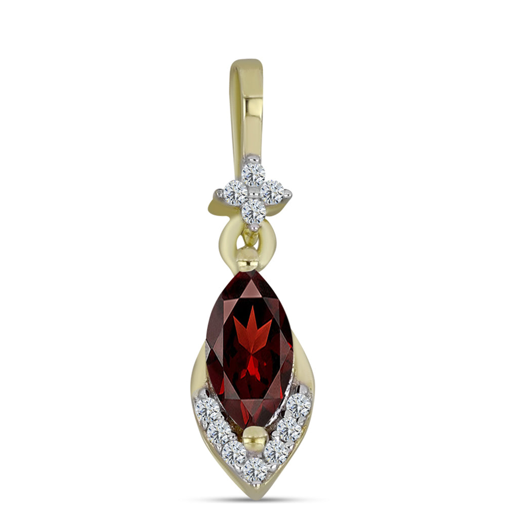 Pandantiv din Argint 925 Placat cu Aur ( 0.74 grame ) cu Granat Barton și Topaz Alb 0.74 Carate 1 