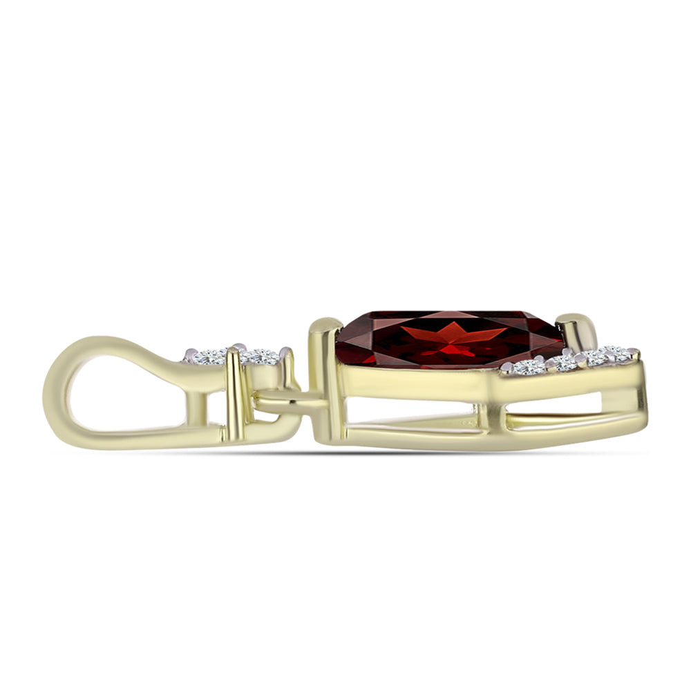 Pandantiv din Argint 925 Placat cu Aur ( 0.74 grame ) cu Granat Barton și Topaz Alb 0.74 Carate 2 