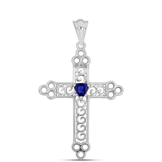 Cruce Pandantiv din Argint 925 ( 1.71 grame ) cu Safir Albastru Australian 0.34 Carate