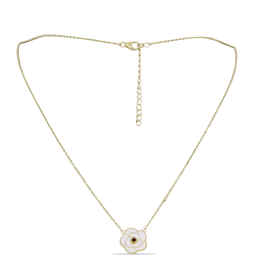 Colier din Argint 925 Placat cu Aur ( 4.01 grame ) cu Granat Barton 0.05 Carate 1 
