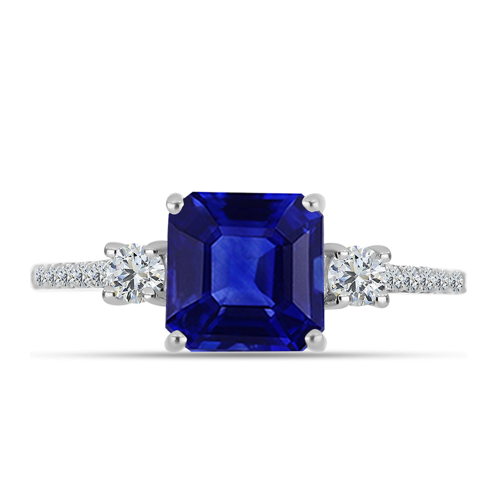 Inel din Argint 925 ( 1.94 grame ) cu Safir Albastru Australian și Topaz Alb 4.18 Carate 1 