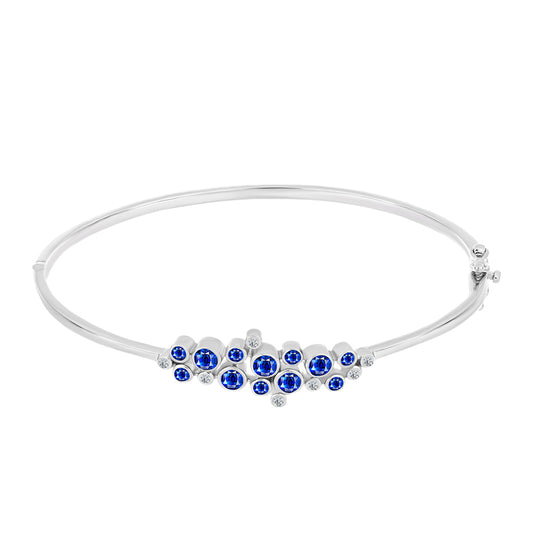 Brățară din Argint 925 ( 12.67 grame ) cu Safir Albastru Australian și Topaz Alb 1.33 Carate