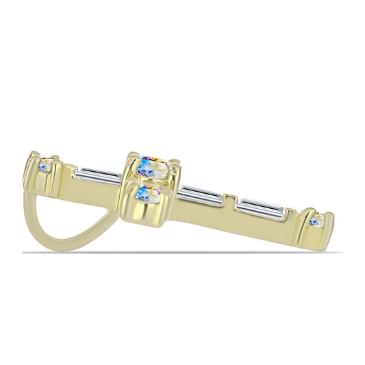 Cruce Pandantiv din Argint 925 Placat cu Aur ( 0.93 grame ) cu Moissanit de Gheață și Zircon Alb 0.63 Carate