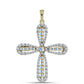 Cruce Pandantiv din Argint 925 Placat cu Aur ( 2.5 grame ) cu Moissanit de Gheață și Topaz Alb 1.69 Carate