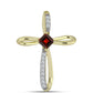 Cruce Pandantiv din Argint 925 Placat cu Aur ( 1.25 grame ) cu Granat Barton și Topaz Alb 0.54 Carate
