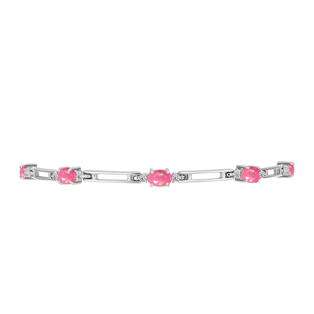 Brățară din Argint 925 ( 5.03 grame ) cu Opal Lega Dembi Roz și Topaz Alb 1.72 Carate 2 