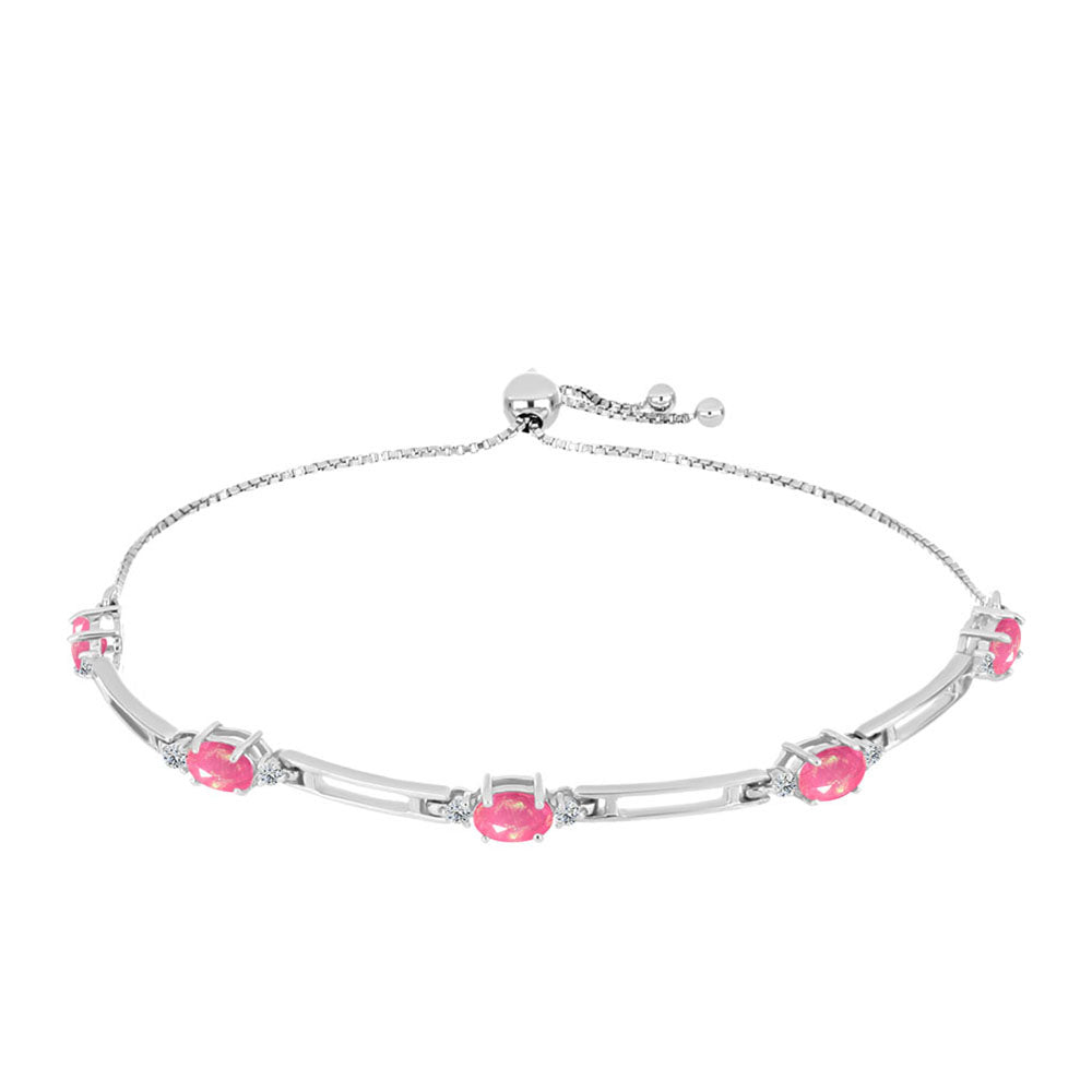Brățară din Argint 925 ( 5.03 grame ) cu Opal Lega Dembi Roz și Topaz Alb 1.72 Carate 1 