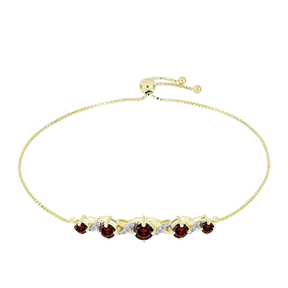 Brățară din Argint 925 Placat cu Aur ( 4.15 grame ) cu Granat Barton și Topaz Alb 2.1 Carate 1 