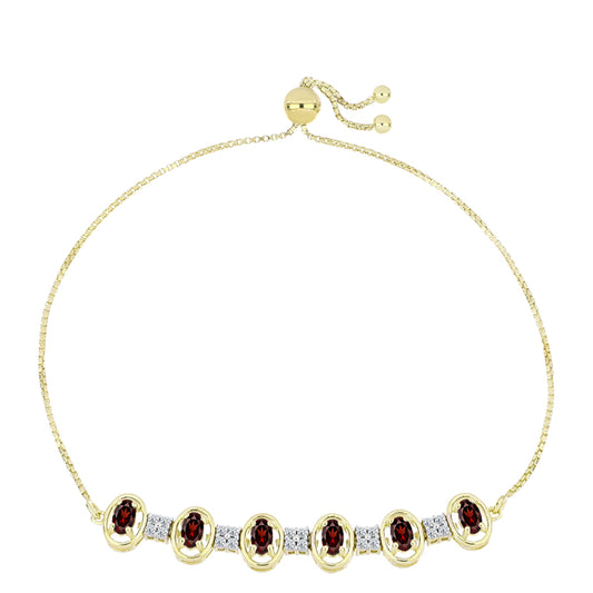 Brățară din Argint 925 Placat cu Aur ( 5.79 grame ) cu Granat Barton și Topaz Alb 2.21 Carate