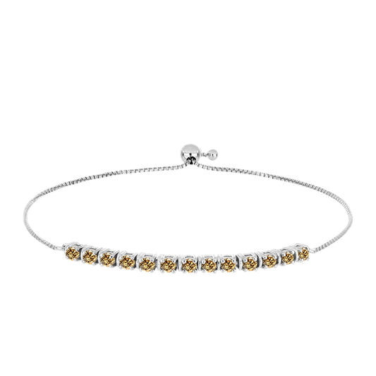 Brățară din Argint 925 ( 5.28 grame ) cu Moissanite Șampanie 1.34 Carate