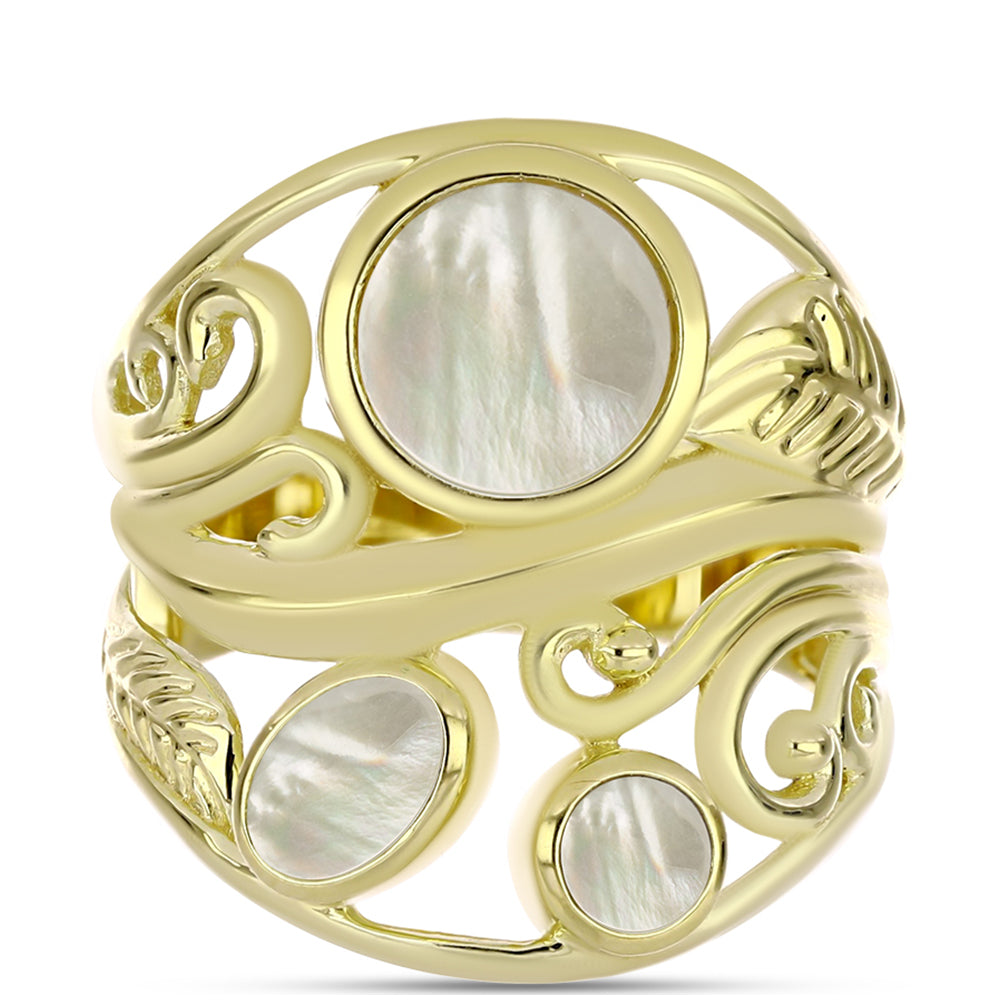 Inel din Argint 925 Placat cu Aur ( 7.02 grame ) cu Sidef 2.59 Carate 1 