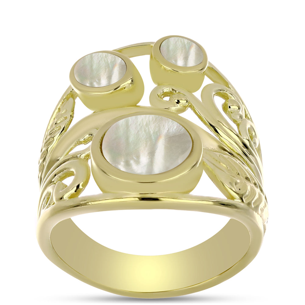 Inel din Argint 925 Placat cu Aur ( 7.02 grame ) cu Sidef 2.59 Carate