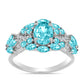 Inel din Argint 925 ( 3.97 grame ) cu Cuarț Paraiba și Topaz Alb 2.25 Carate