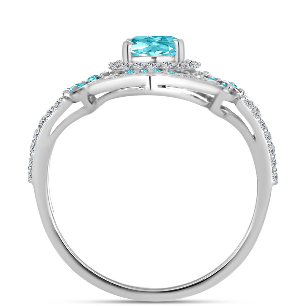 Inel din Argint 925 ( 4.06 grame ) cu Cuarț Paraiba și Topaz Alb 2.26 Carate
