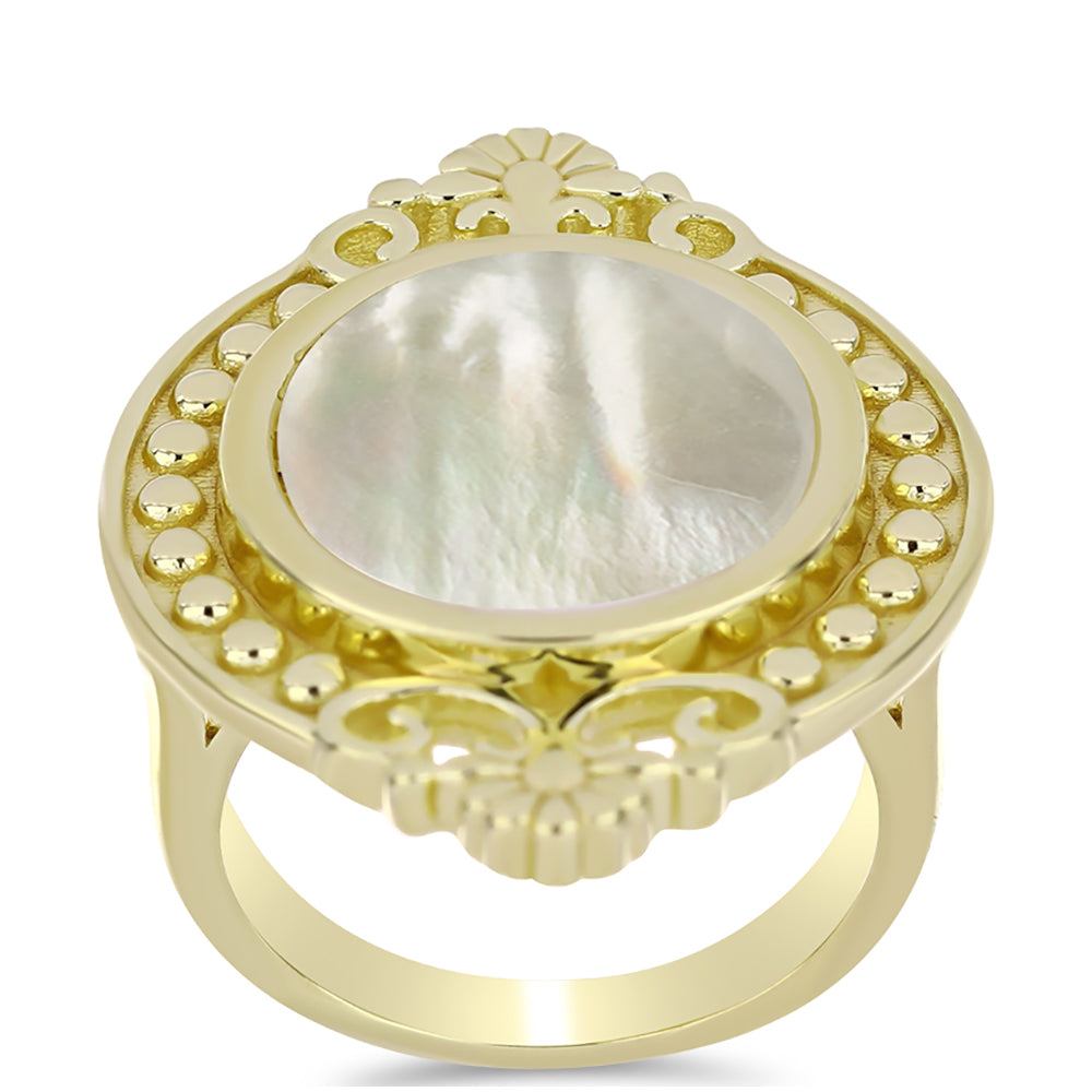 Inel din Argint 925 Placat cu Aur ( 8.64 grame ) cu Sidef 4.31 Carate 3 