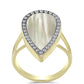 Inel din Argint 925 Placat cu Aur ( 4.82 grame ) cu Sidef și Topaz Alb 4.59 Carate