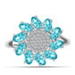 Inel din Argint 925 ( 3.23 grame ) cu Cuarț Paraiba și Topaz Alb 2.11 Carate