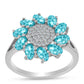 Inel din Argint 925 ( 3.23 grame ) cu Cuarț Paraiba și Topaz Alb 2.11 Carate