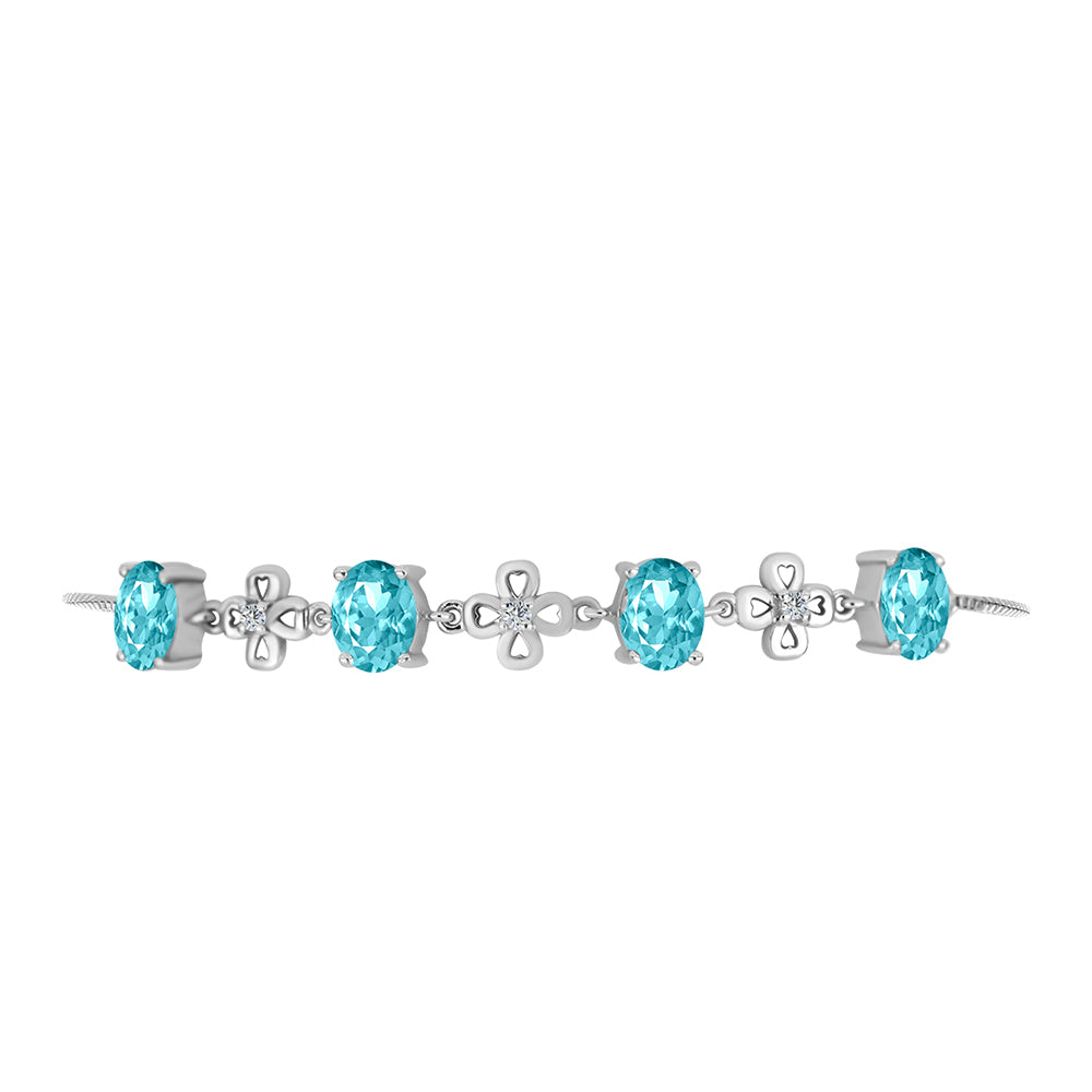 Brățară din Argint 925 ( 5.85 grame ) cu Cuarț Paraiba și Topaz Alb 4.4 Carate 2 