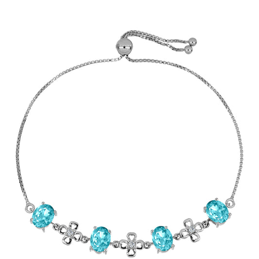 Brățară din Argint 925 ( 5.85 grame ) cu Cuarț Paraiba și Topaz Alb 4.4 Carate