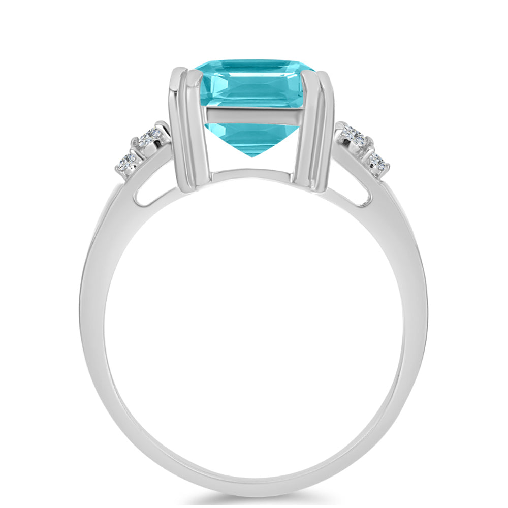 Inel din Argint 925 ( 3.19 grame ) cu Cuarț Paraiba și Topaz Alb 5.48 Carate 2 