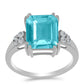 Inel din Argint 925 ( 3.19 grame ) cu Cuarț Paraiba și Topaz Alb 5.48 Carate