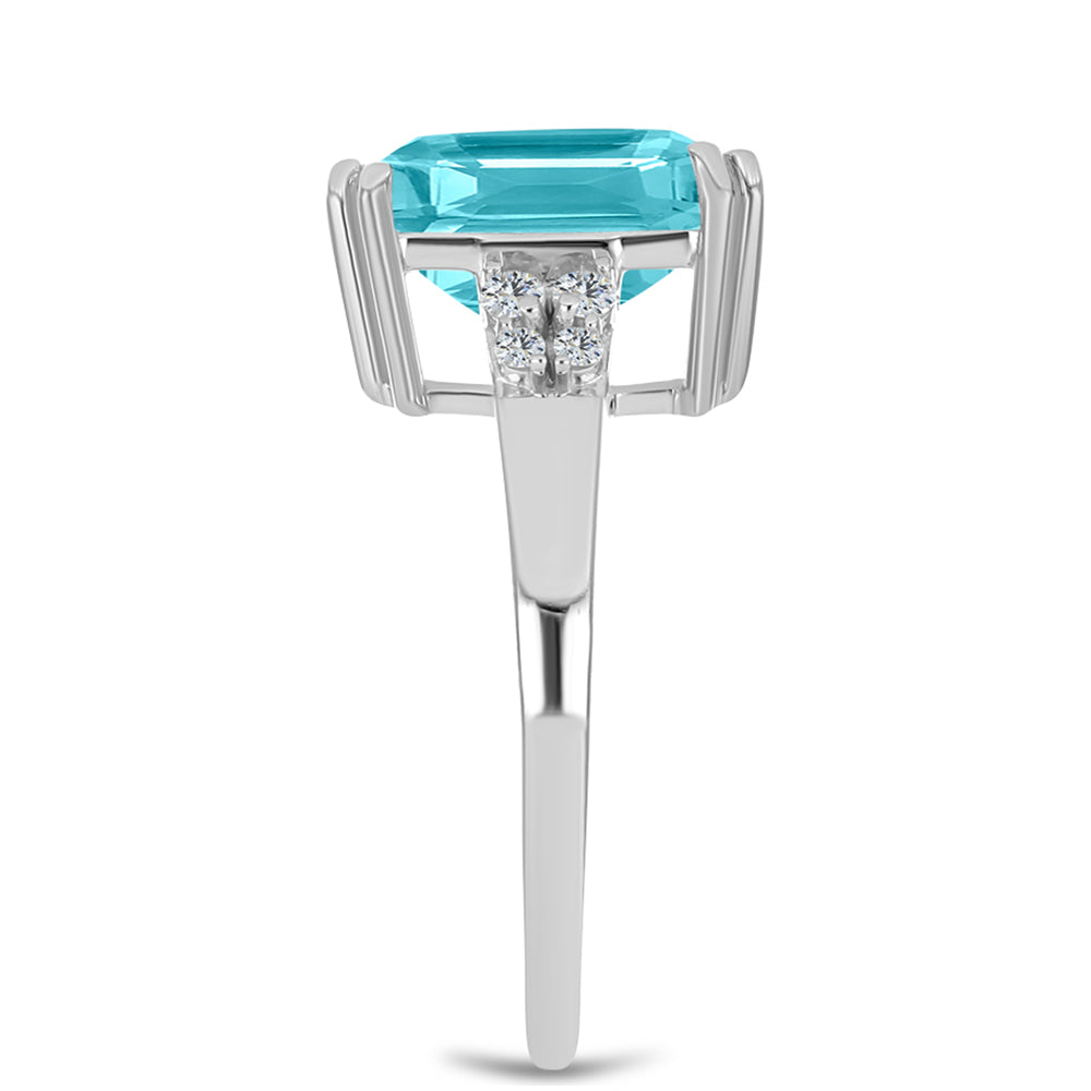 Inel din Argint 925 ( 3.19 grame ) cu Cuarț Paraiba și Topaz Alb 5.48 Carate 4 