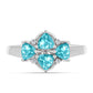 Inel din Argint 925 ( 2.97 grame ) cu Cuarț Paraiba și Topaz Alb 0.93 Carate