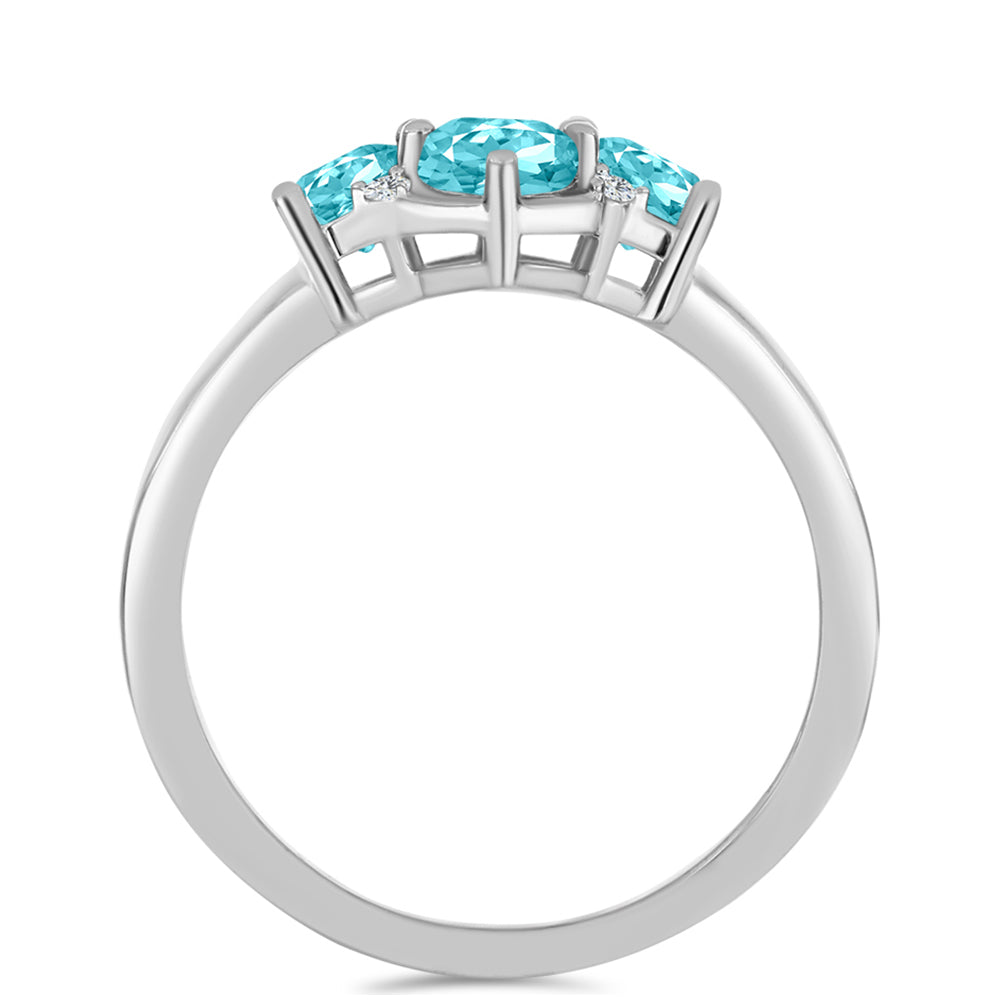 Inel din Argint 925 ( 2.97 grame ) cu Cuarț Paraiba și Topaz Alb 0.93 Carate