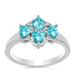 Inel din Argint 925 ( 2.97 grame ) cu Cuarț Paraiba și Topaz Alb 0.93 Carate