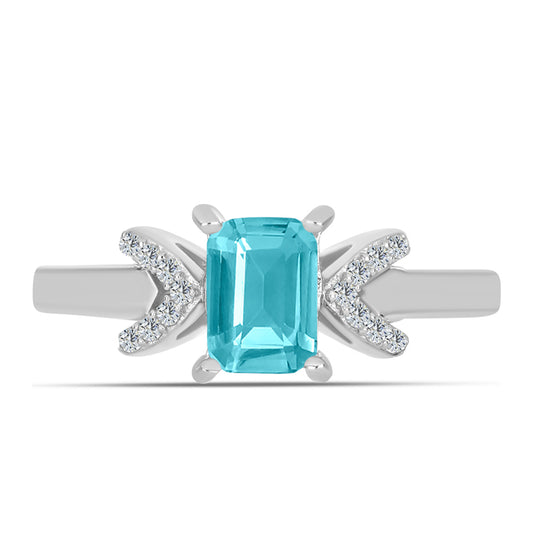 Inel din Argint 925 ( 2.12 grame ) cu Cuarț Paraiba și Topaz Alb 0.93 Carate