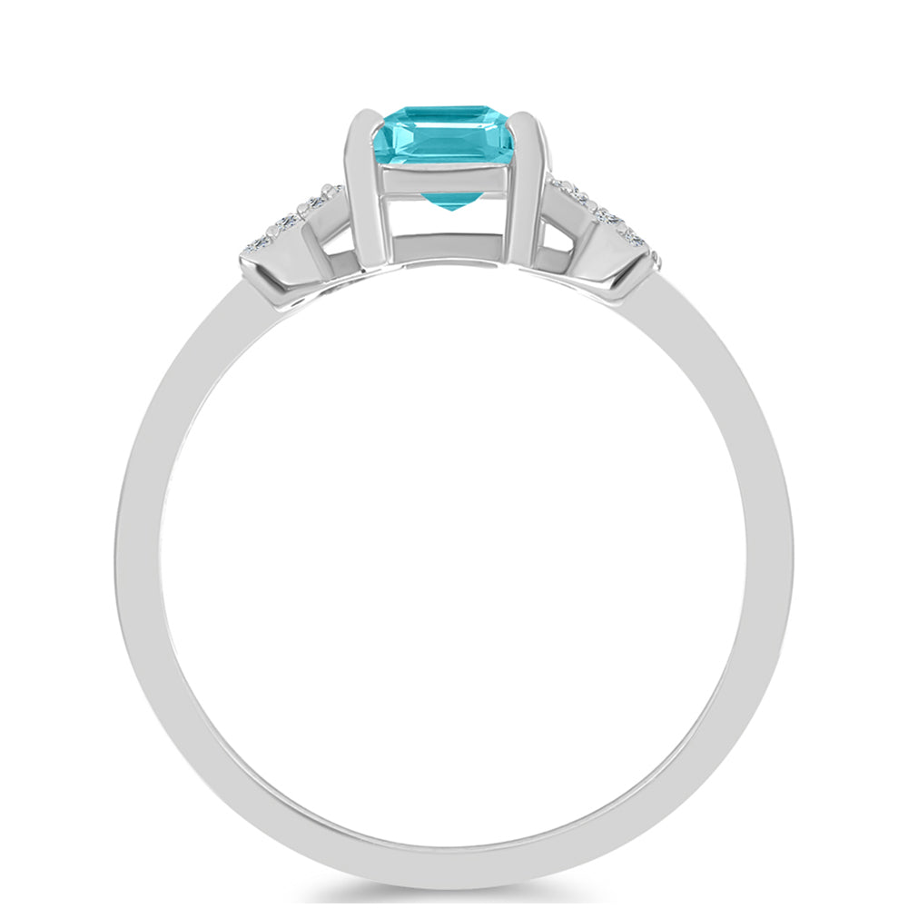 Inel din Argint 925 ( 2.12 grame ) cu Cuarț Paraiba și Topaz Alb 0.93 Carate 2 