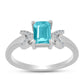 Inel din Argint 925 ( 2.12 grame ) cu Cuarț Paraiba și Topaz Alb 0.93 Carate