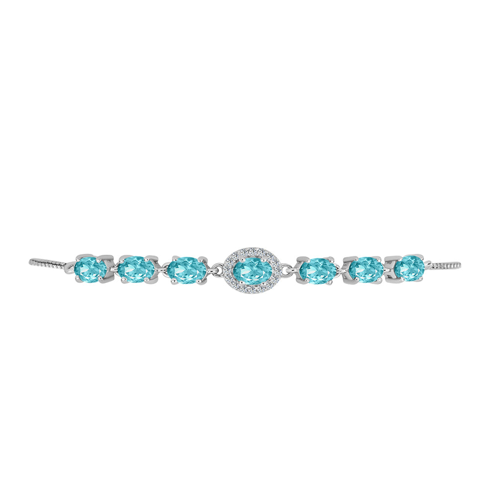 Brățară din Argint 925 ( 4.07 grame ) cu Cuarț Paraiba și Topaz Alb 2.77 Carate