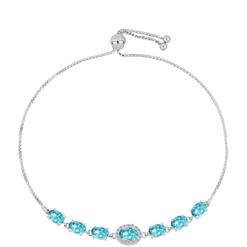 Brățară din Argint 925 ( 4.07 grame ) cu Cuarț Paraiba și Topaz Alb 2.77 Carate 1 