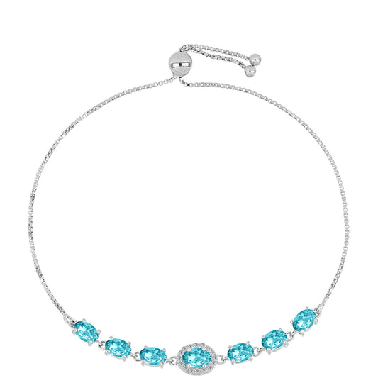 Brățară din Argint 925 ( 4.07 grame ) cu Cuarț Paraiba și Topaz Alb 2.77 Carate