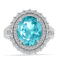 Inel din Argint 925 ( 4.44 grame ) cu Cuarț Paraiba și Topaz Alb 5.17 Carate