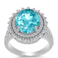 Inel din Argint 925 ( 4.44 grame ) cu Cuarț Paraiba și Topaz Alb 5.17 Carate