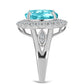 Inel din Argint 925 ( 4.44 grame ) cu Cuarț Paraiba și Topaz Alb 5.17 Carate