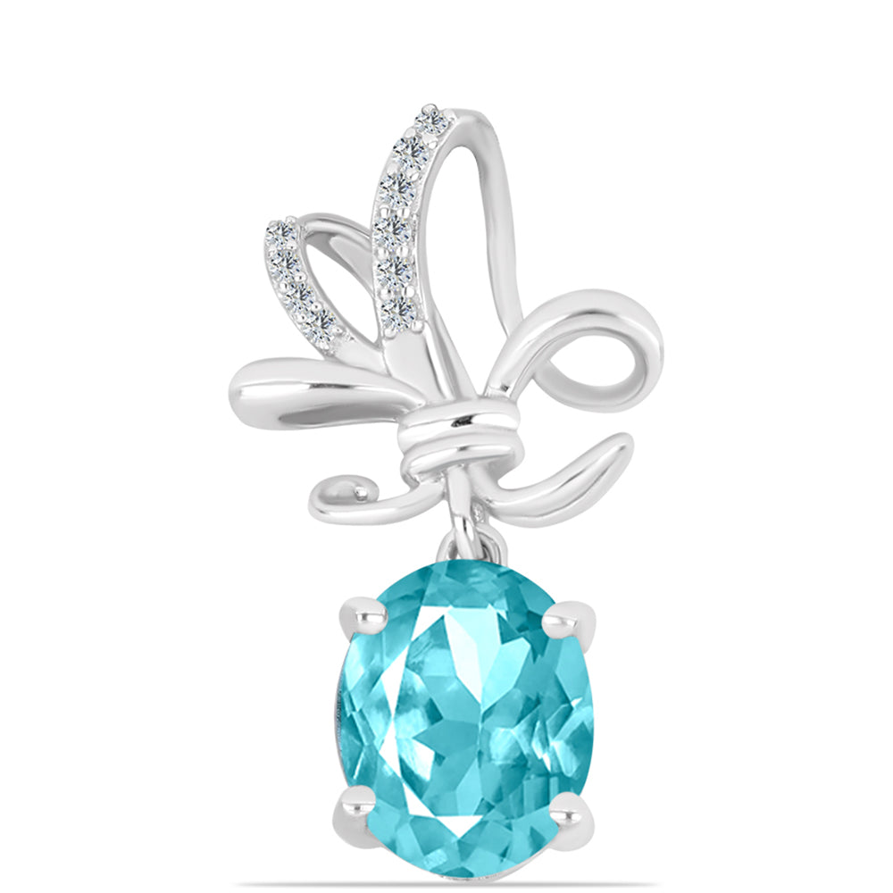 Pandantiv din Argint 925 ( 1.35 grame ) cu Cuarț Paraiba și Topaz Alb 2.48 Carate 1 